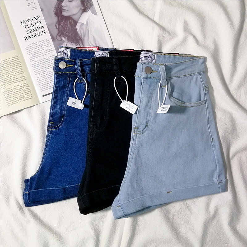 Quần đùi denim co giãn thời trang mùa hè dành cho nữ IELGY