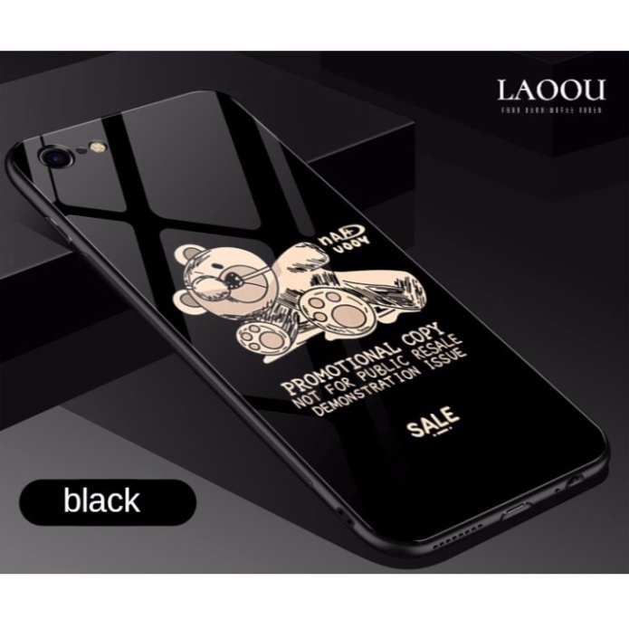 Ốp lưng iphone 6, 7, 8 Plus, X, XS, XR, XSMAX, 11, 11PRO, 11 PROMAX, 12, 13 PROMAX GẤU NẰM xinh xắn BẰNG KÍNH PKVN