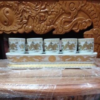 Án nước 5l ly sứ trắng rồng