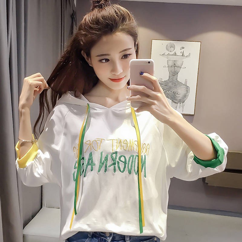 ♣♣ Áo Hoodie Thời Trang Mùa Thu Hàn Quốc 2019 ♣Áo Sweater Dáng Rộng In Chữ Cá Tính Trẻ Trung ♣Áo Thun Tay Ngắn In Hình Độc Đáo Phong Cách Harajuku