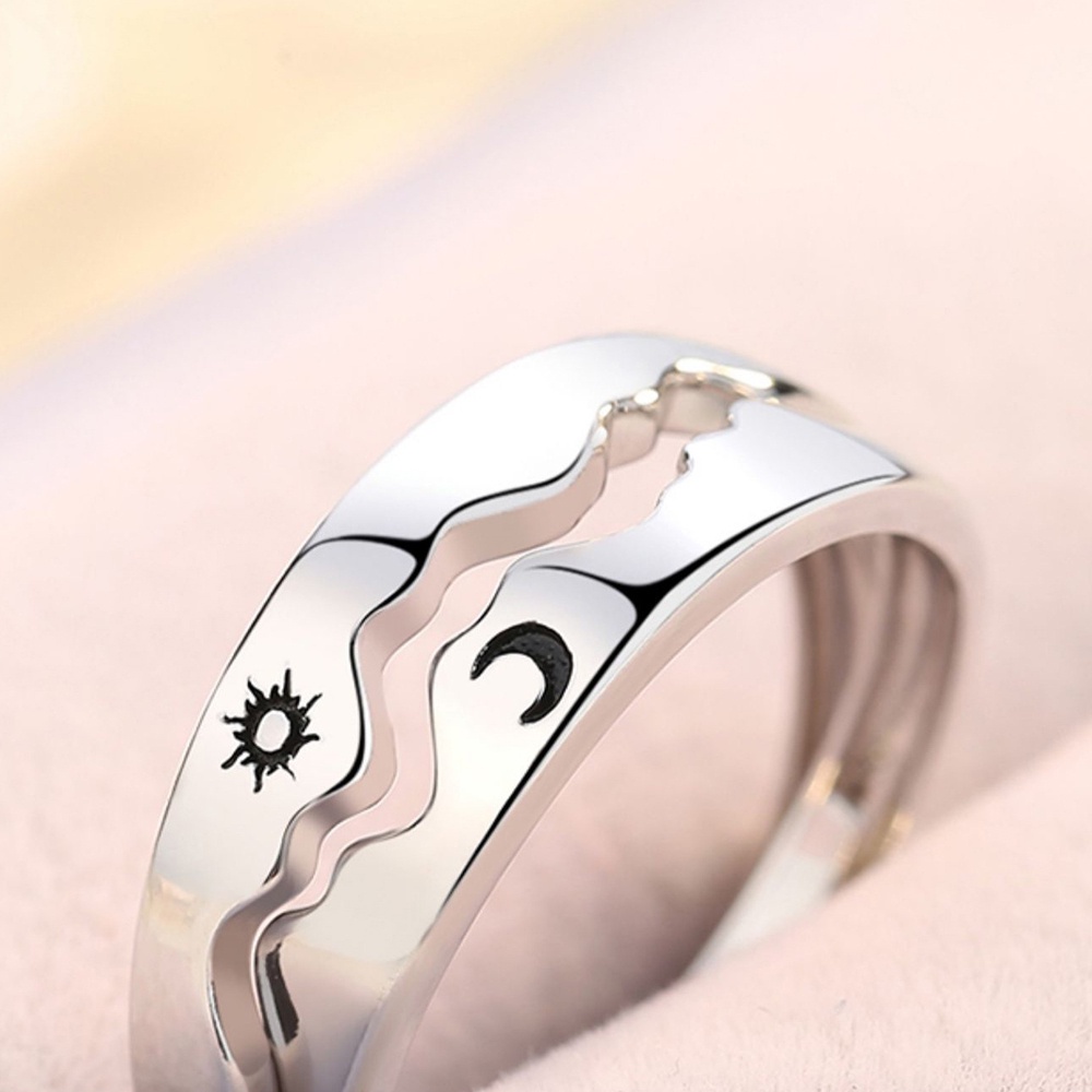 Nhẫn Đeo Tay Kim Loại Hình Mặt Trăng/Mặt Trời Thời Trang Cho Nam Nữ