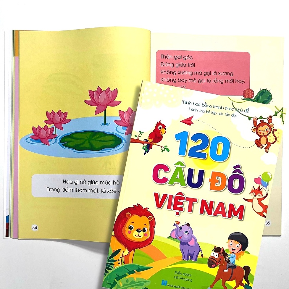 Sách - 120 Câu Đố Việt Nam - Dành Cho Trẻ Tập Nói, Tập Đọc - Minh Họa Bằng Tranh Theo Chủ Đề