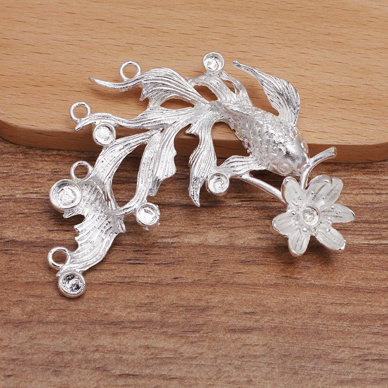 1 phiến đúc cá chép 63*48mm nguyên liệu làm trâm làm trang sức cổ trang cosplay cổ phục có màu KC