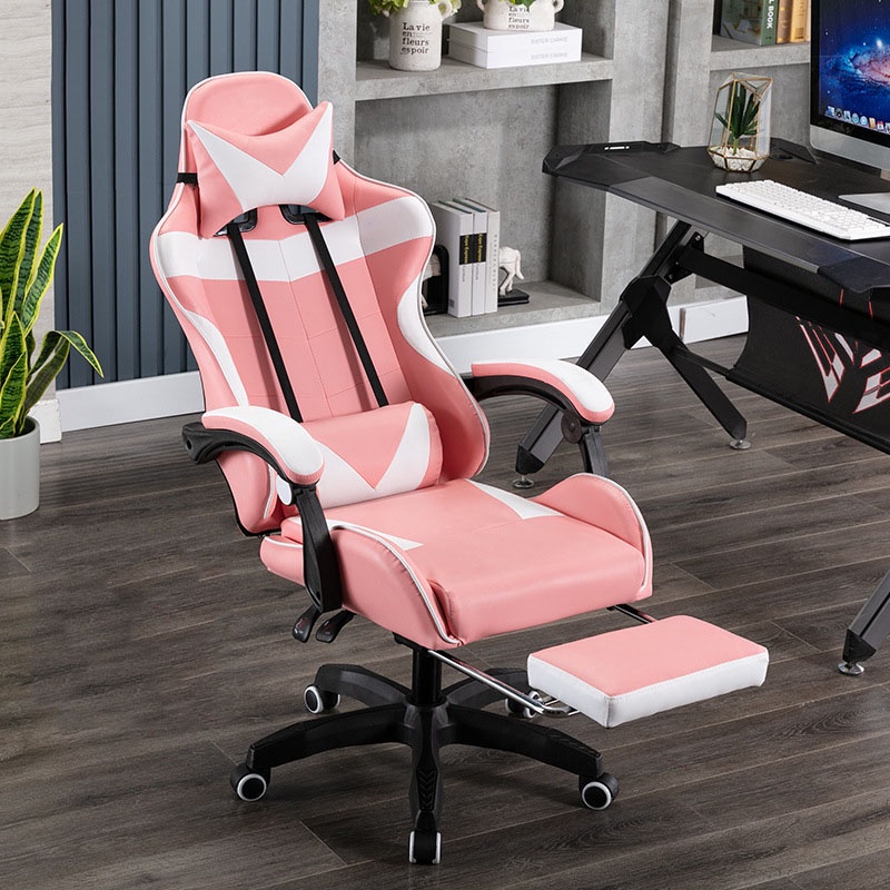 Ghế Gaming Pink Color Bọc Da Cao Cấp - Ghế Chơi Game Có Ngả Lưng, Gác Chân, Massage Phiên Bản Mới