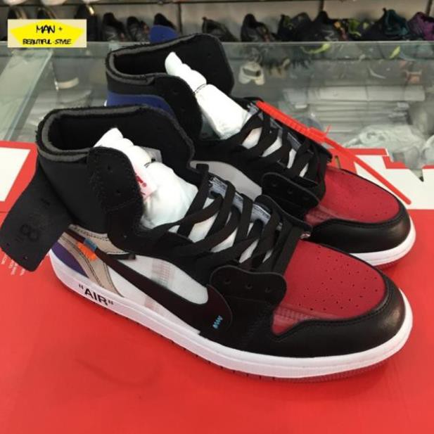 10.10 Giày sneaker AIR JORDAN 1 off white đỏ đen gót xanh < ) 2020 . . . : ⚡ new Ll . . . hot ³