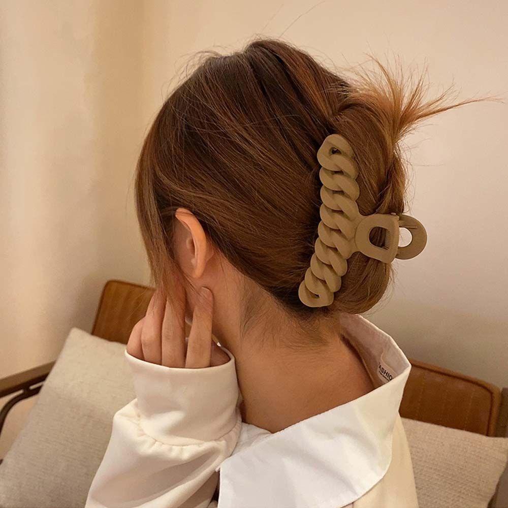 Kẹp Tóc Dạng Xoắn Màu Trơn Phong Cách Hàn Quốc Dễ Thương Cho Nữ