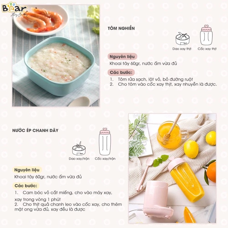 Máy xay đa năng 3 cối Bear LLJ-C04J1 chính hãng nội địa