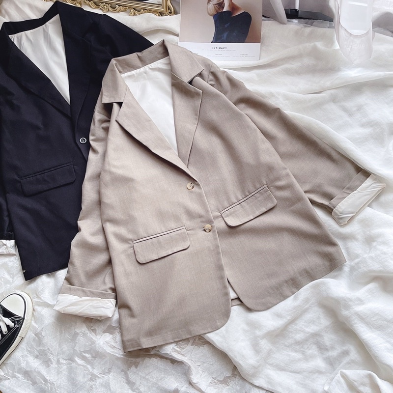 Áo khoác Blazer nude cao cấp chất vải dày dặnÁo vest sọc dài tay nữ