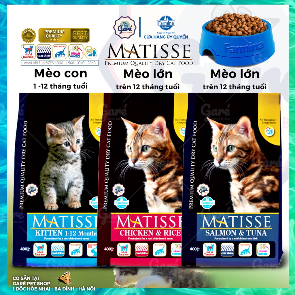 400gr - Hạt Matisse Kitten, Indoor dành cho Mèo con dưới 12 tháng tuổi và Mèo trưởng thành từ Ý Farmina Made in Italia