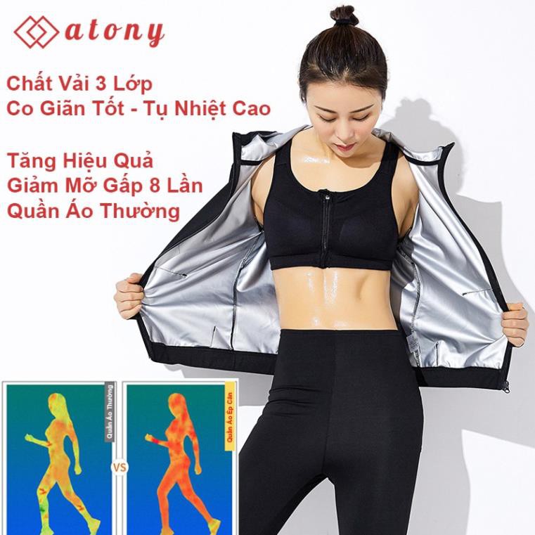 Áo Giảm Mỡ ATONY - Áo Khoác Tập Gym, Zumba, Aerobic, Chạy Bộ Giúp Giảm Cân, Sinh Nhiệt, Đổ Mồ Hôi 🎁