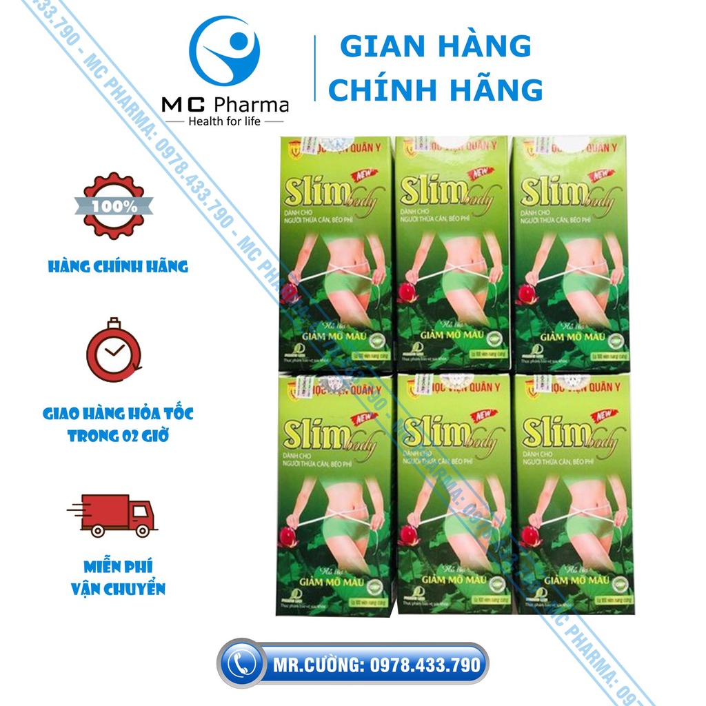 {Chính Hãng} Combo 10 hộp Slimbody new Học viện quân y {Hỗ trợ giảm cân, giảm mỡ máu, gan nhiễm mỡ}