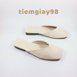 Dép mules mũi vuông đế thấp 2cm