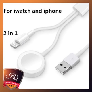 Dây cáp sạc 2 trong 1 dài 1 mét dành cho đồng hồ Apple Watch Series 1 2 3 4 và điện thoại iPhone 7 8
