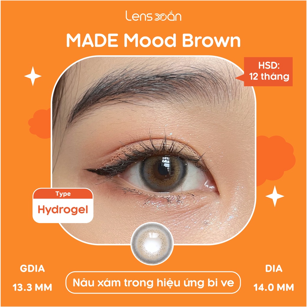 KÍNH ÁP TRÒNG MADE MOOD BROWN CỦA IDOL LENS : LENS XÁM ÁNH NÂU VIỀN SÁNG TÂY HẠN 12 THÁNG CÓ ĐỘ CẬN LỆCH | LENS XOẮN