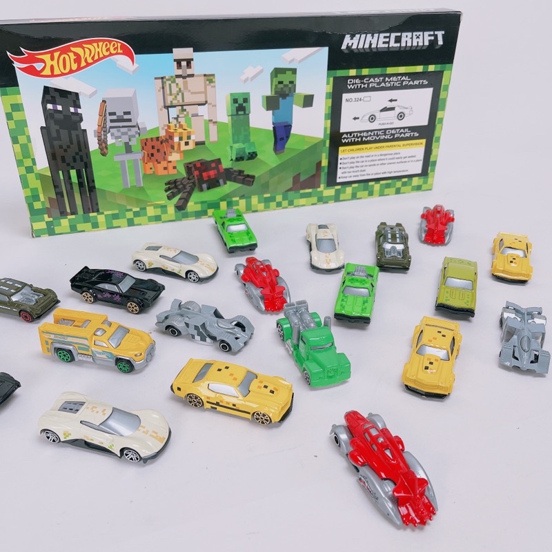 ❌SIÊU RẺ❌Bộ Đồ Chơi 20 Ô Tô Sắt Hotwheel Phiên Bản Minecraft Cực Chất-Mẫu Mới Nhất 2021