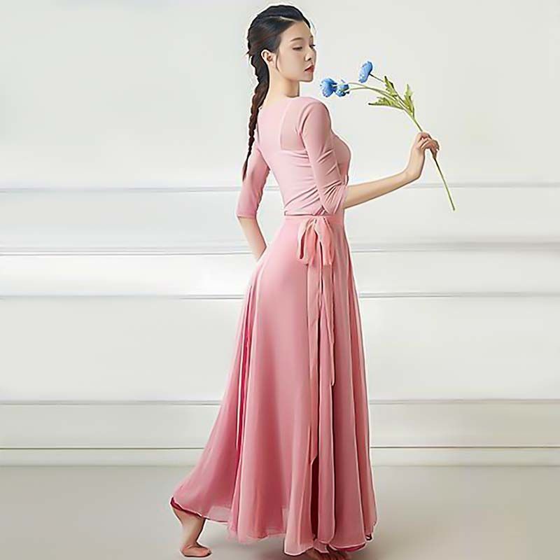 Chân Váy Voan Xòe Hai Lớp Cột Dây 720 Độ Phong Cách Dân Tộc Thanh Lịch Dùng Biểu Diễn Sân Khấu