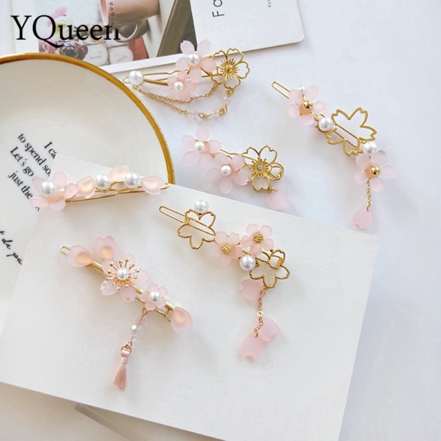 Kẹp tóc mái hoa cổ trang sang trọng TÍM STORE phụ kiện thời trang phong cách hàn