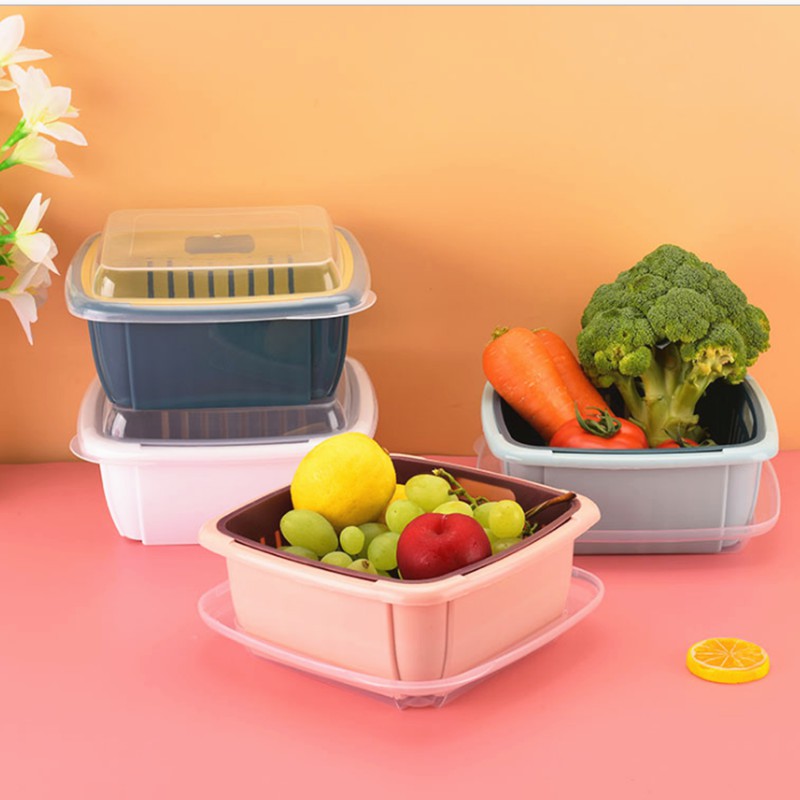 Hộp Đựng Thực Phẩm Tủ Lạnh💖𝐅𝐑𝐄𝐄 𝐒𝐇𝐈𝐏💖Bộ Khay Đựng Rau Củ Quả Ngăn Mát Tủ Lạnh có rổ thoát nước | BigBuy360 - bigbuy360.vn