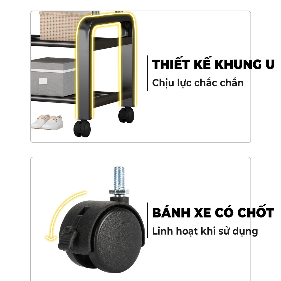 [Tặng Đèn Led Treo Kệ] Giá treo quần áo phong cách thời trang, gọn gàng và trẻ trung cải tiến thêm móc treo túi và mũ