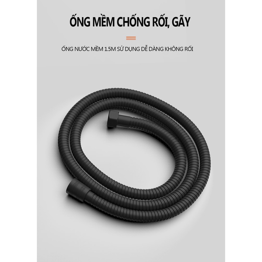 Bộ vòi hoa sen vuông 8 inch kèm, vòi nước màu đen sang trọng (Kèm lõi tâm van sứ) YA16