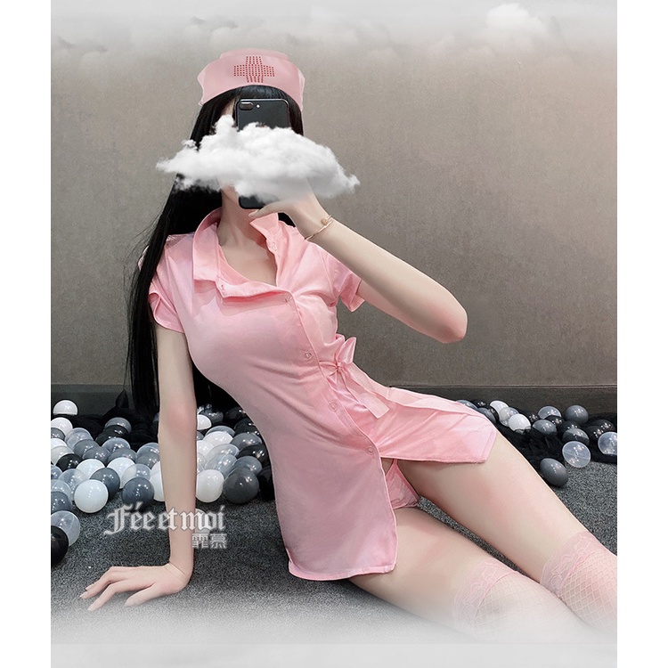 [Che tên, CÓ BIG SIZE] Bộ cosplay cô y tá hồng xinh đẹp thắt nơ siêu xinh CP006