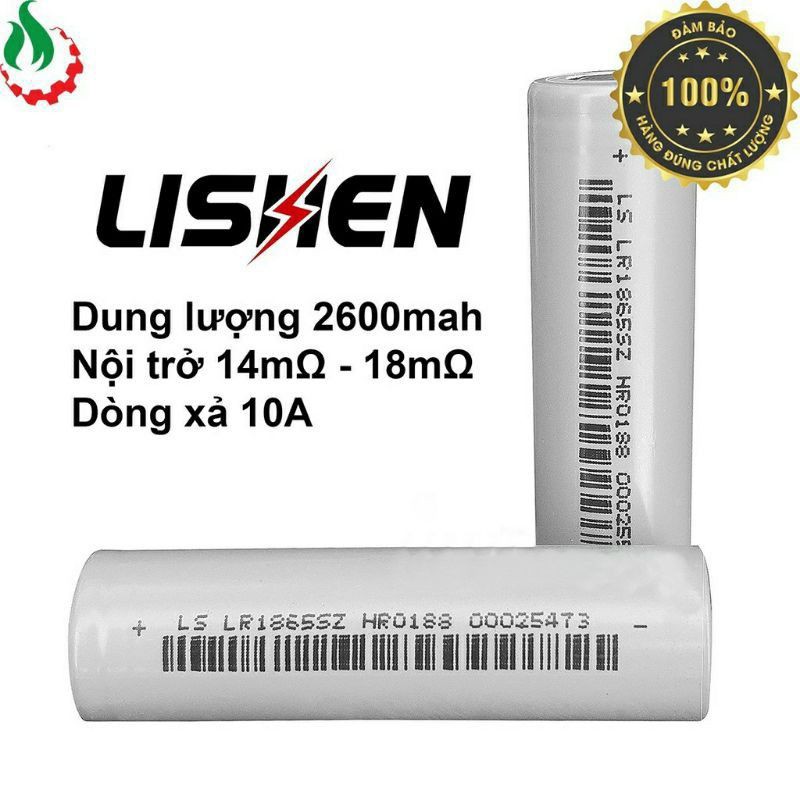 cell pin 18650 Lishen 2600mah 5C xả cao (12,5A) - Hàng chính hãng mới 100%