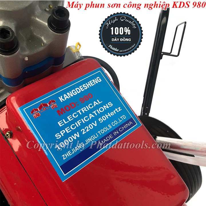 Máy phun sơn công nghiệp KDS 980-Công suất 1000W-Motor từ-Đầy đủ phụ kiện-Bảo hành 6 tháng