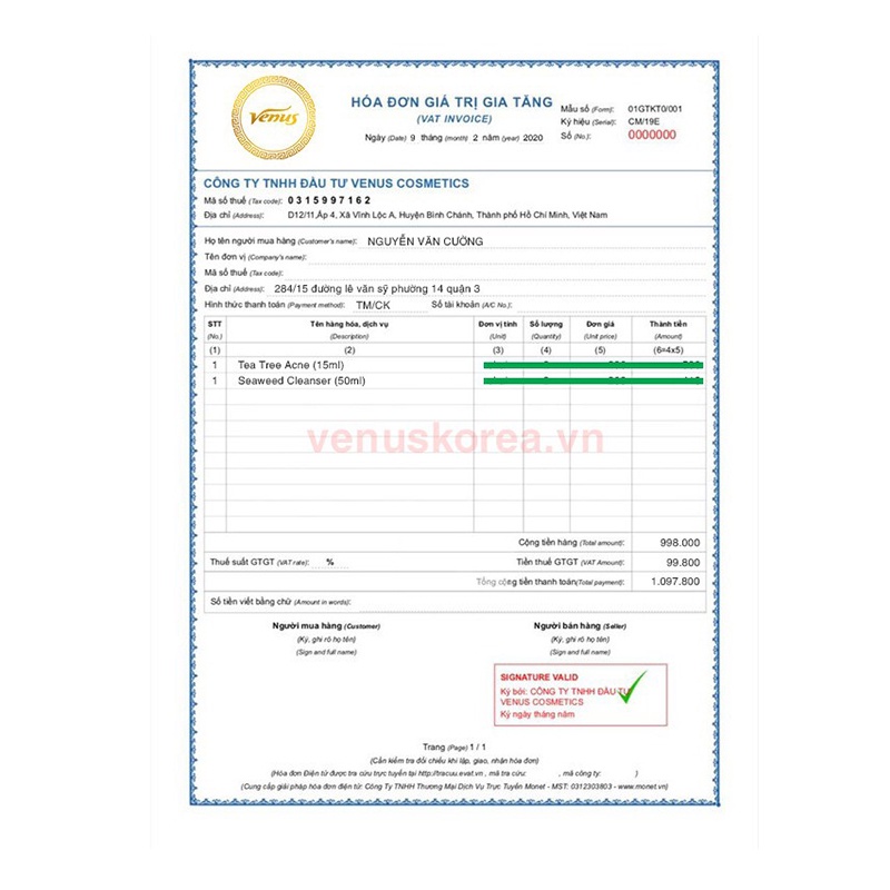 Serum Hết Sạch Mụn Tràm Trà TEA TREE ACNE VENUS | BigBuy360 - bigbuy360.vn