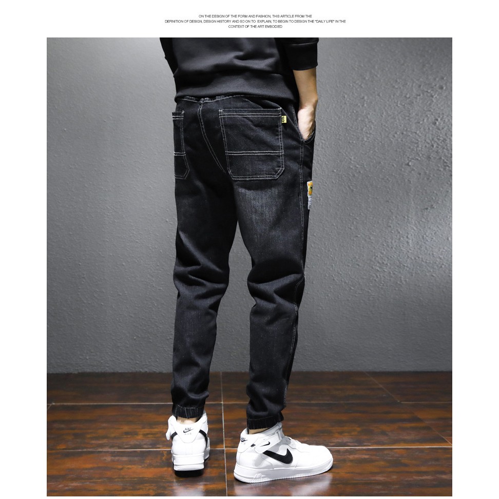 Quần jean jogger thương hiệu form rộng họa tiết dọc phong cách Hàn | WebRaoVat - webraovat.net.vn