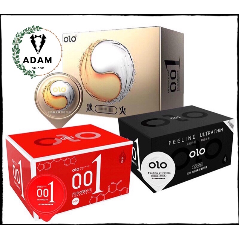 Bao Cao Su 001 OLO Đen Feeling Ultrathin Siêu Mỏng Lửa Băng 2 Trong 1 kéo dài thời gian - Hộp 10 BCS