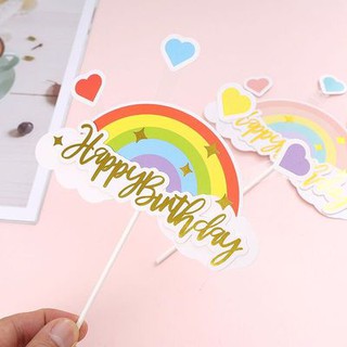 Que HPBD cầu vồng + tim nhỏ đậm