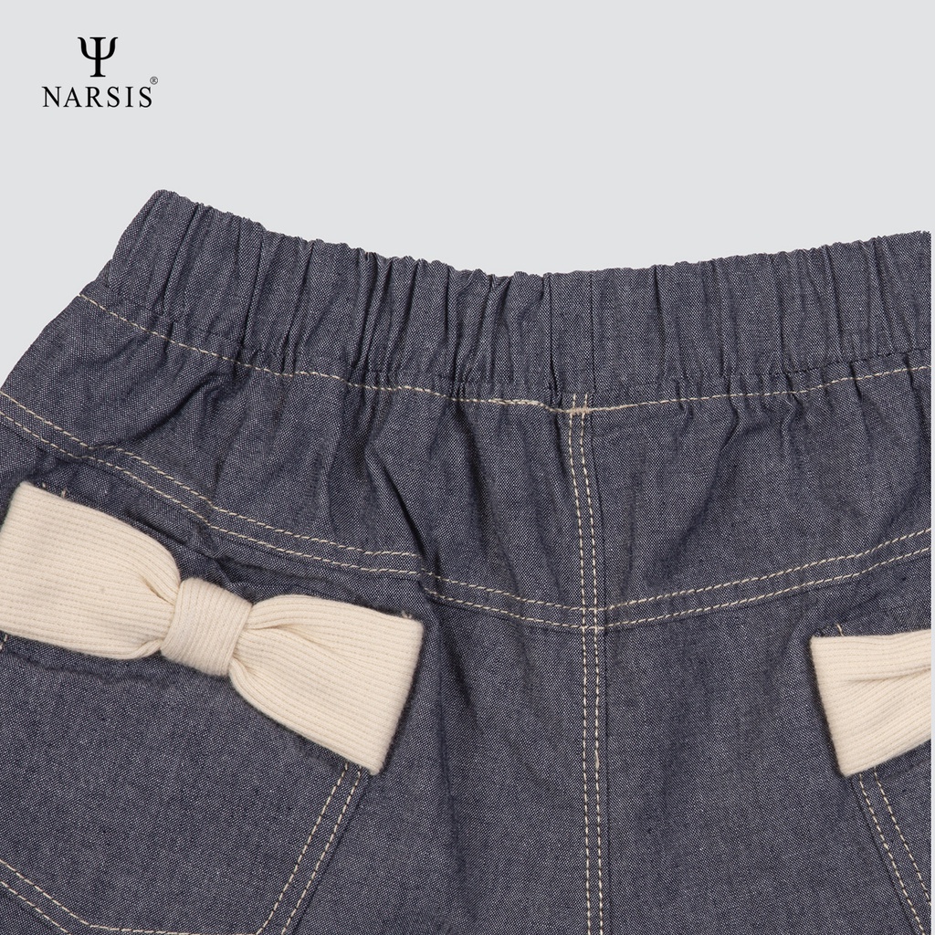 Bộ đồ hè bé gái Narsis KM1008 quần bò tím than ghi áo cotton trắng
