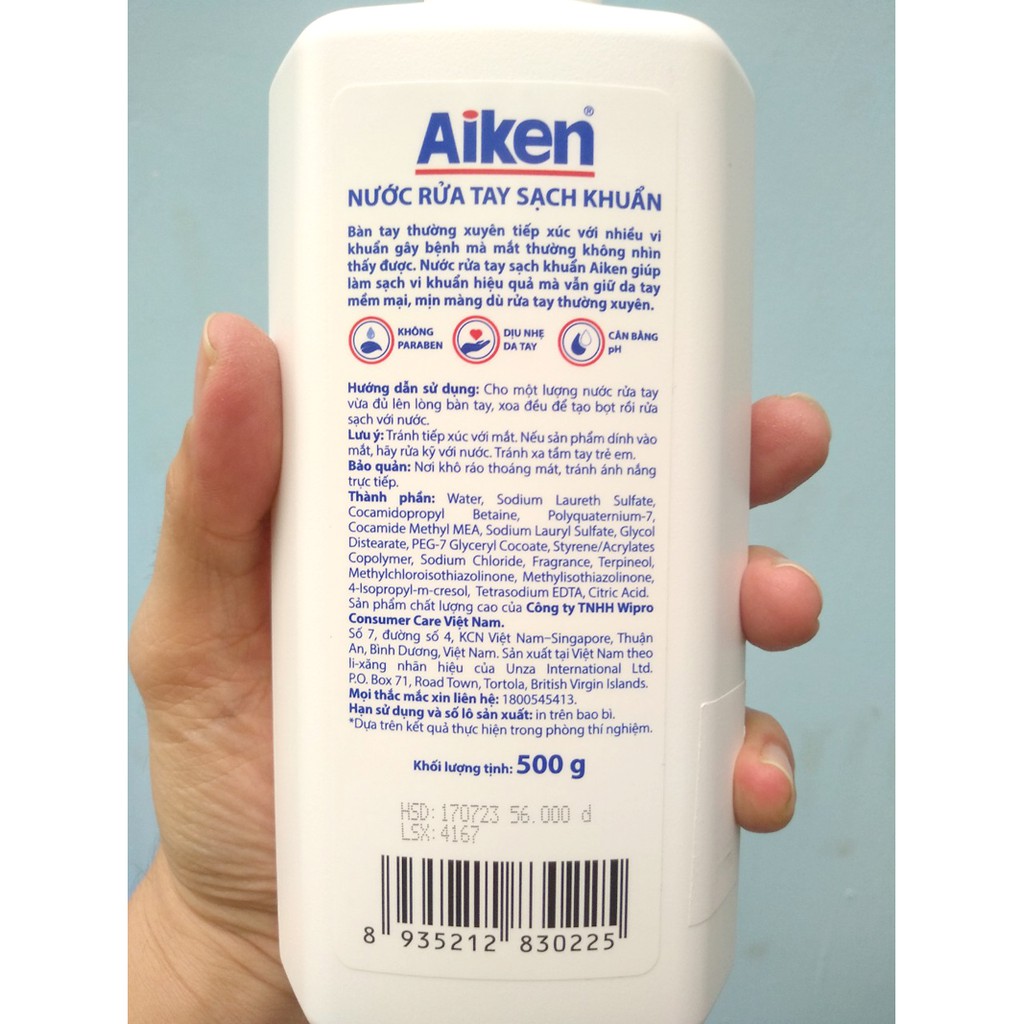 Nước rửa tay Aiken sạch khuẩn 500g