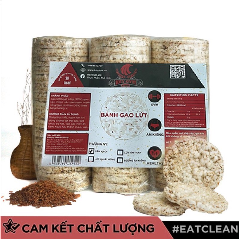 Bánh gạo lứt ăn kiêng KeyGym - Hỗ trợ giảm cân, siết cơ, tập gym, eat clean