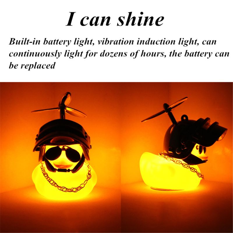 Mô hình vịt vàng đội mũ bảo hiểm LIDU1 bằng cao su trang trí xe hơi