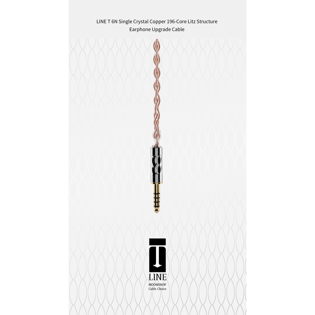 MOONDROP LINE T 6N Đồng pha lê đơn 196 lõi Litz 0,78mm Cấu trúc 2Pin Cáp nâng cấp tai nghe