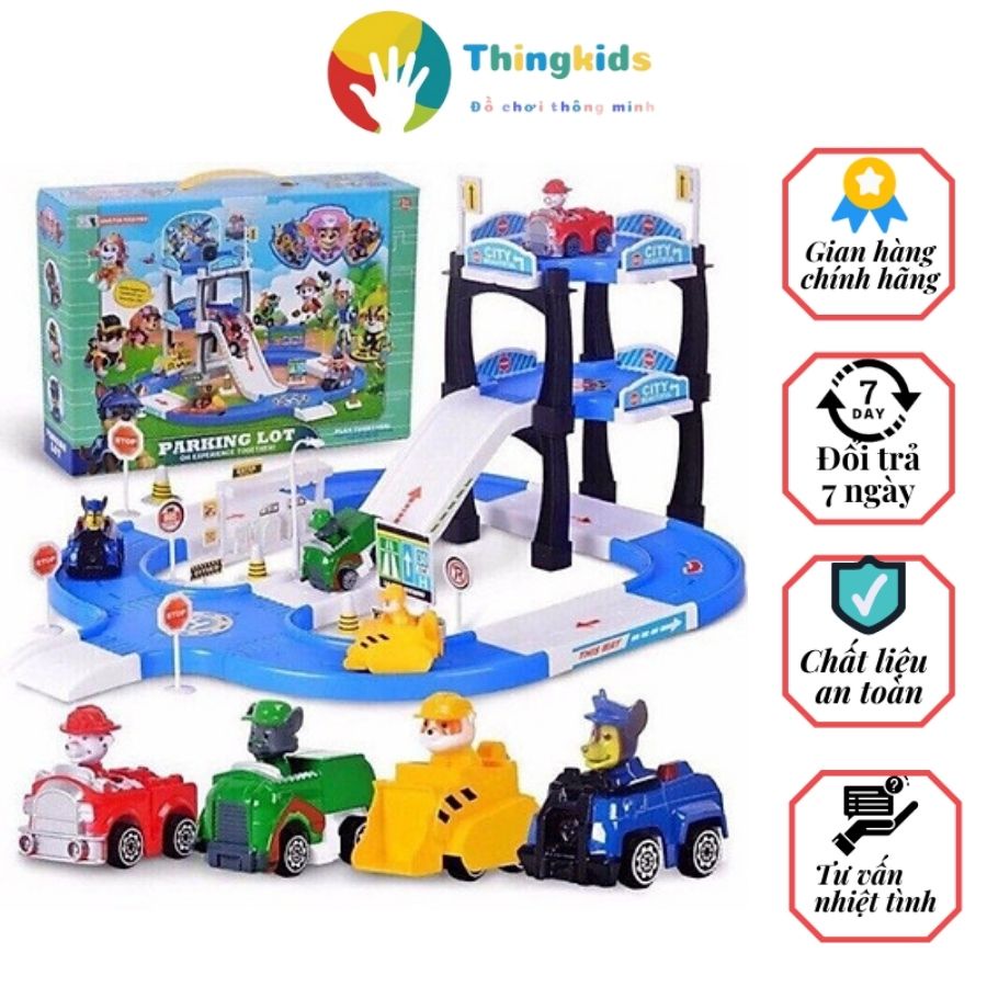 Đồ chơi mô hình biệt đội 4 chú chó cứu hộ bãi đậu xe parking lot - Thingkids
