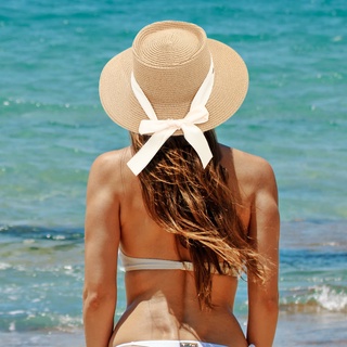 Nón cối phối nơ thời trang đi biển cho nữ