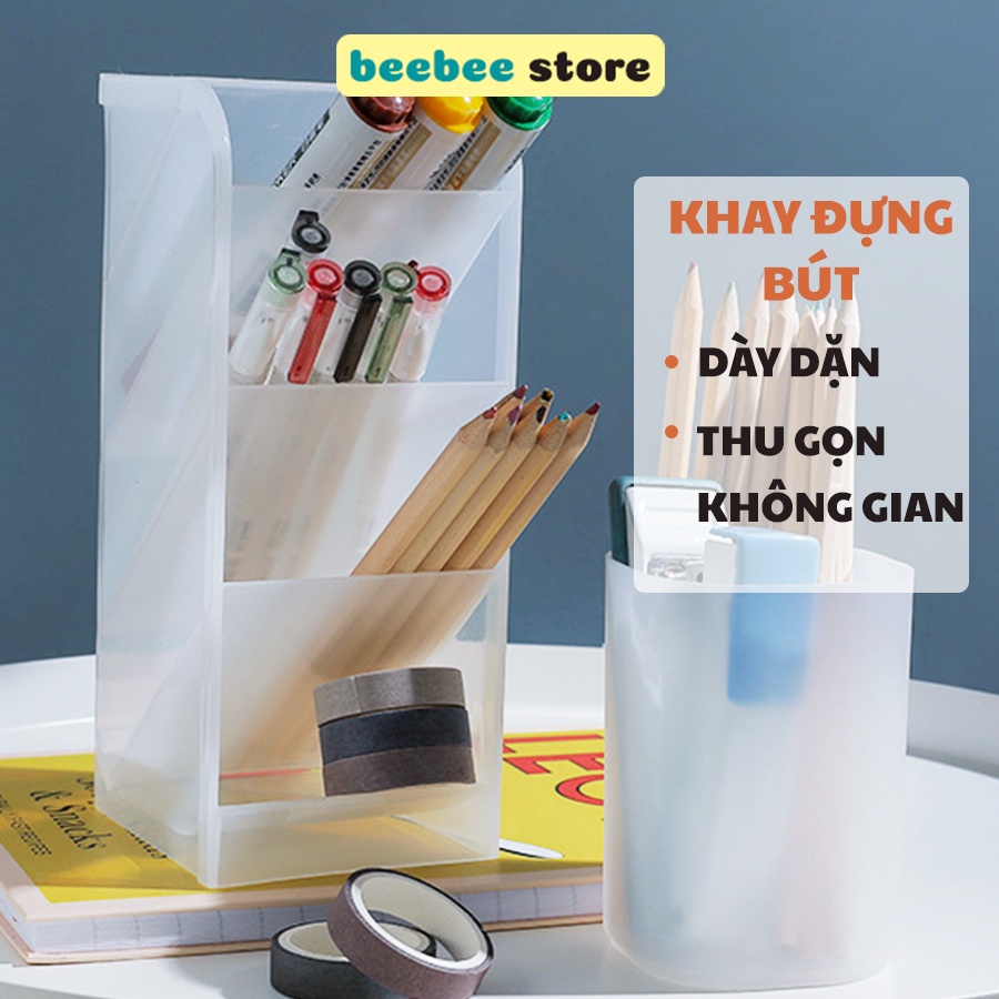 Hộp Đựng Bút, Mĩ Phẩm, Cọ Trang Điểm 4 Tầng Trong Suốt DIY Phong Cách Nhật Bản P004 [Rẻ]