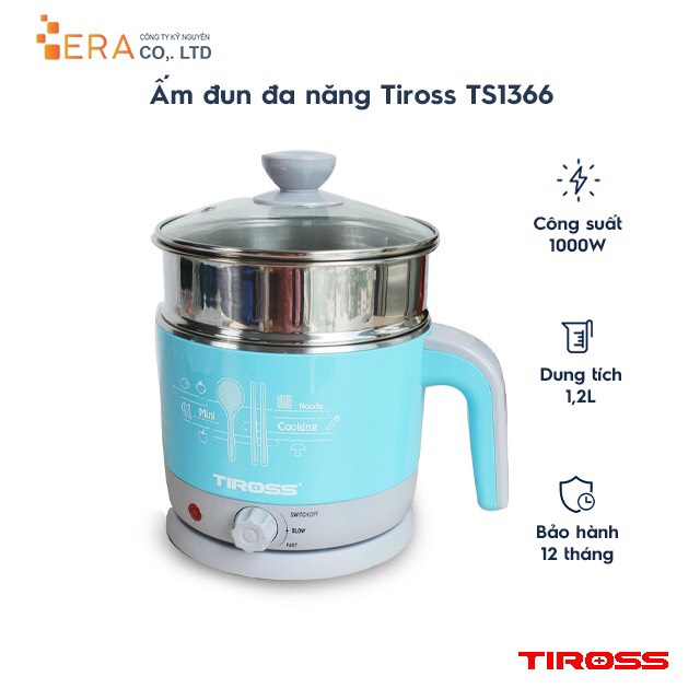 Ấm đun nước, ca mì, nồi lẩu mini đa năng Tiross TS1366 bảo hành 12 tháng