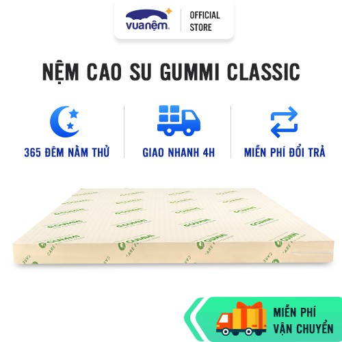 Nệm cao su Gummi Standard 100% Thiên Nhiên thoáng khí bảo hành bởi Vua Nệm