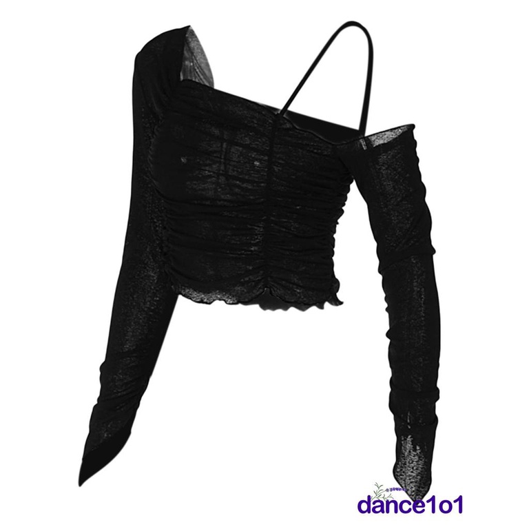 Áo Tay Dài Lệch Tà Dáng Ôm Cho Nữ 1O1-