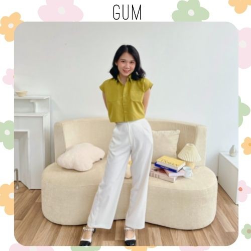Áo sơ mi nữ croptop sát nách freesize Basic By Gum Tailor