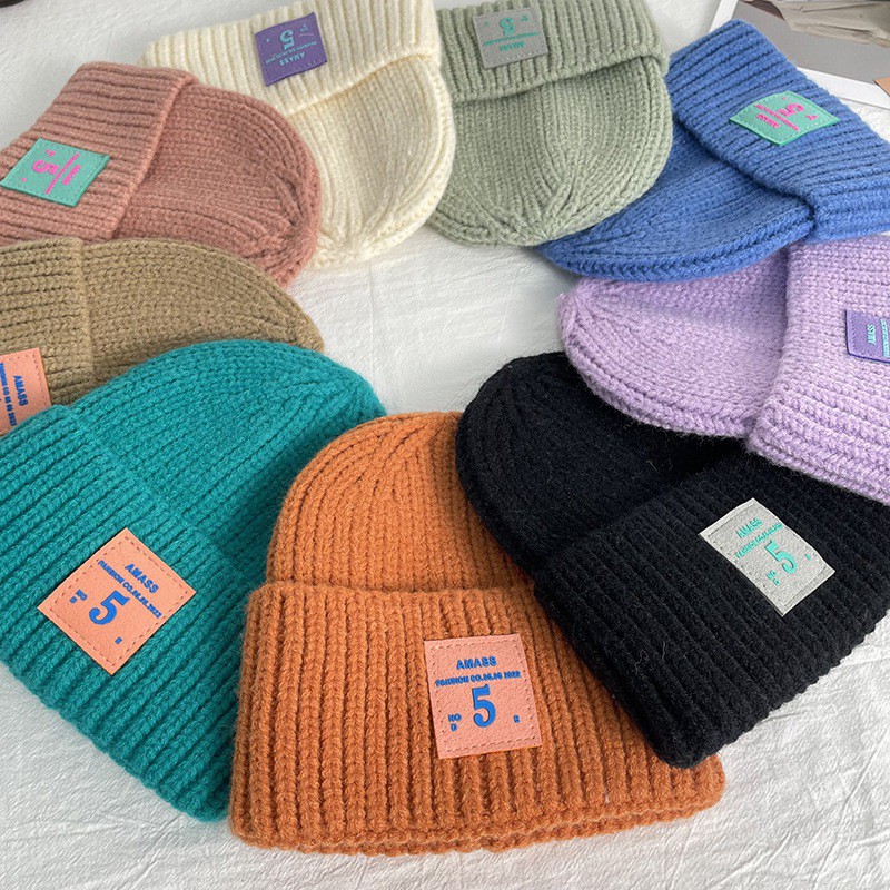 Mũ beanie dệt kim co giãn giữ ấm thời trang cho bé 3-8 tuổi