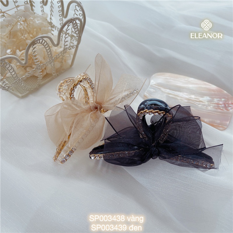 Kẹp tóc càng cua Eleanor Accessories gắn nơ lưới đính đá phụ kiện tóc 3438