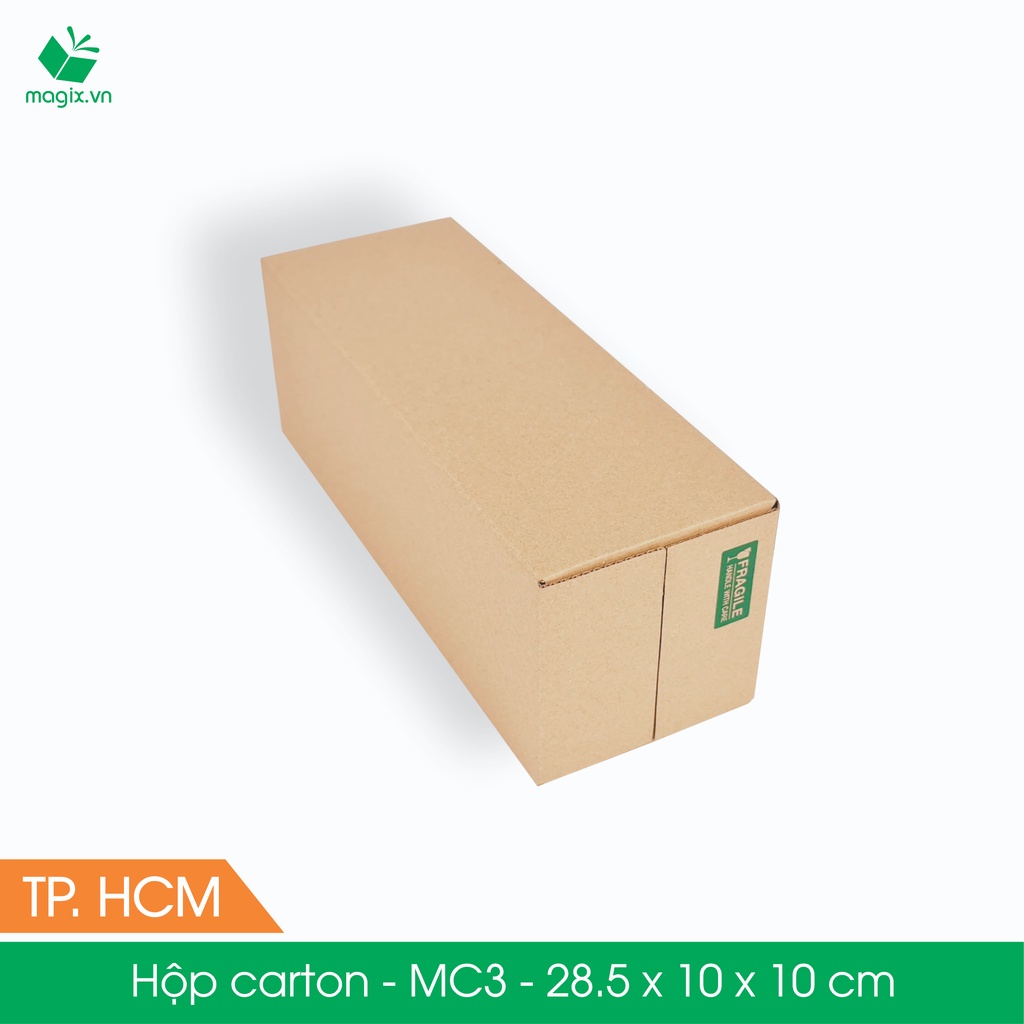 MC3 - 28.5x10.5x10 cm - 60 Thùng hộp carton + tặng 25 decal HÀNG DỄ VỠ