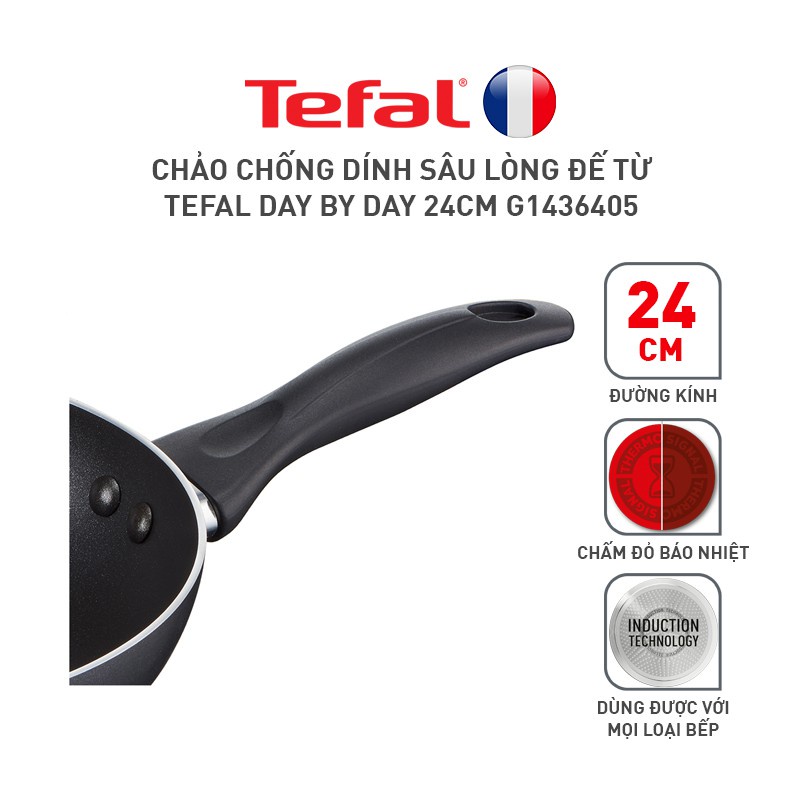 Combo Tefal Day By Day Chảo chiên 28cm &amp; Chảo chiên sâu lồng 24cm