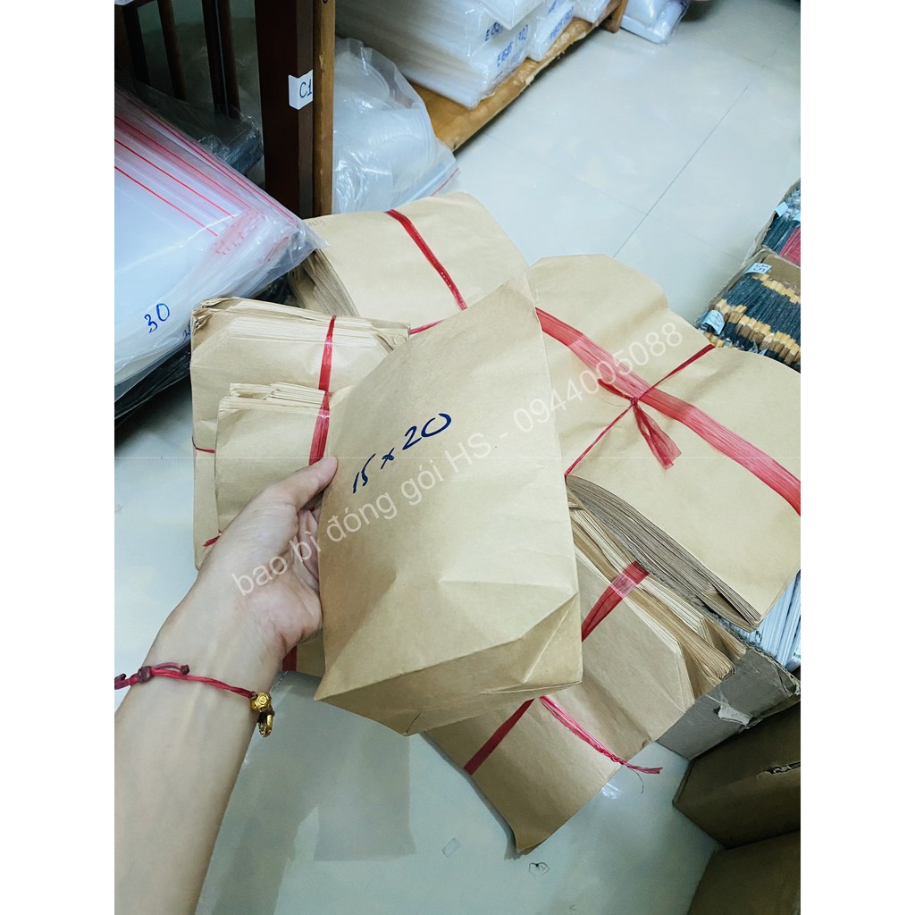 Xấp 10 TÚI GIẤY XI MĂNG GÓI HÀNG, TÚI GIẤY KRAFT, TÚI DẺO DAI HÀNG ĐẸP - BBĐG