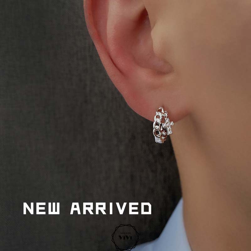 Bông tai nam nữ kiểu tròn độc đáo Chahoo 12mm – khuyên tai bạc ViVi_Gift