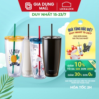 Ly nhựa cách nhiệt cực tốt 2 lớp LocknLock kèm ống hút HAP507 750ml - Kèm ống hút - Hàng Chính Hãng